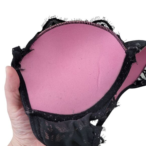 2/$20 Pink Black Lace 32D Push Up Bras - Picture 6 of 7